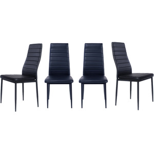 Set of 4 Faux Leather Armless High Back Dining Chairs
