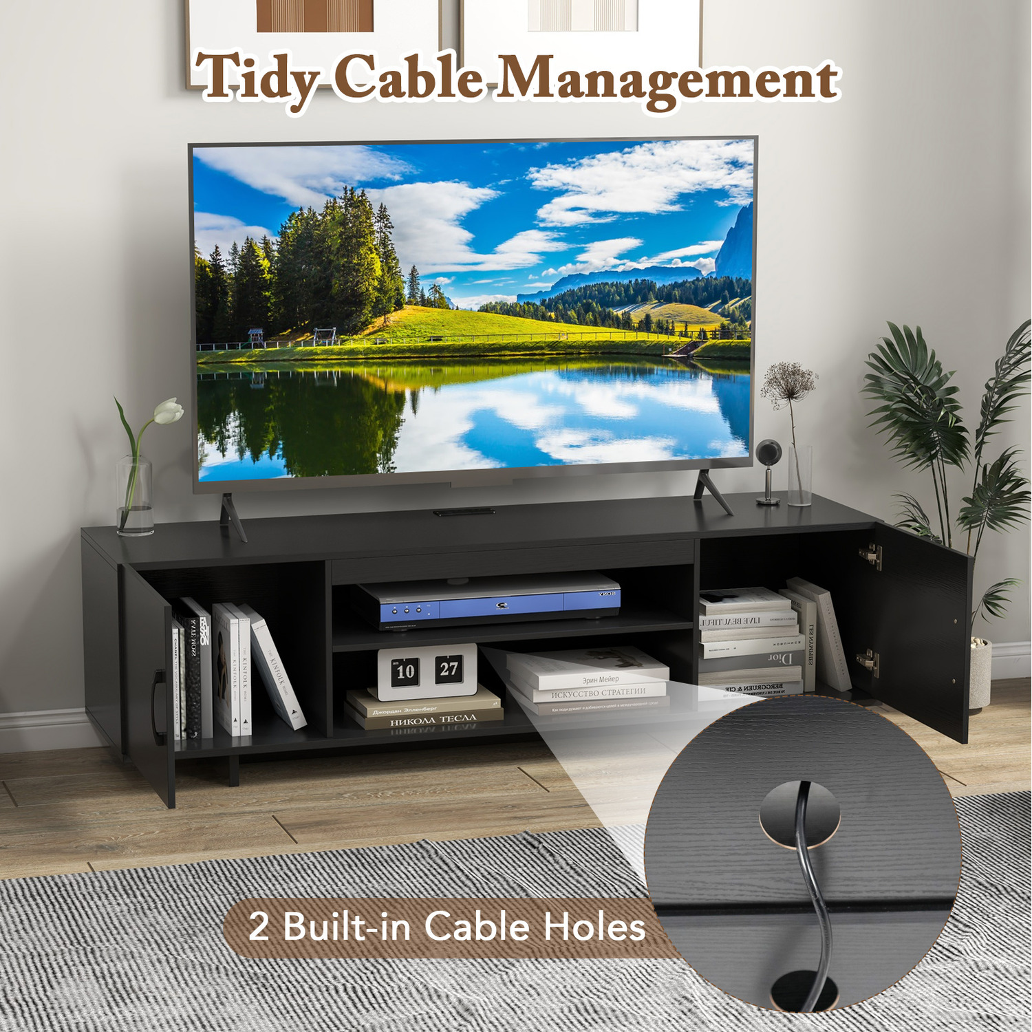 Tv Stand Media Console Table - Black