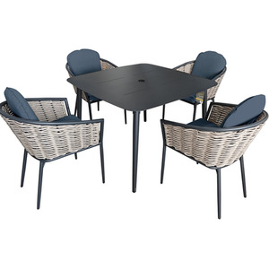 SHG Bolingbroke 4 Seater Aluminium Brown Wicker Dining Table Set