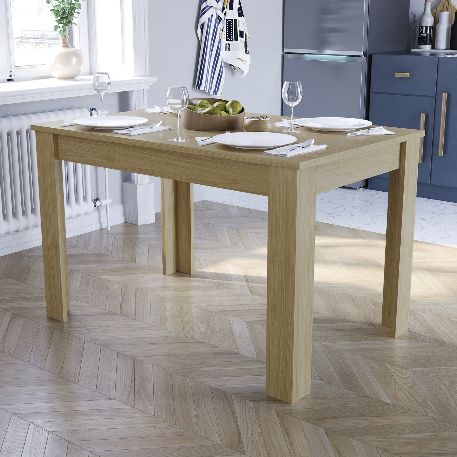 Medina Wood Effect Dining Table - Oak / 117cm