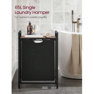 VASAGLE Laundry Basket with Shelf, Pull-Out and Removable Laundry Bag