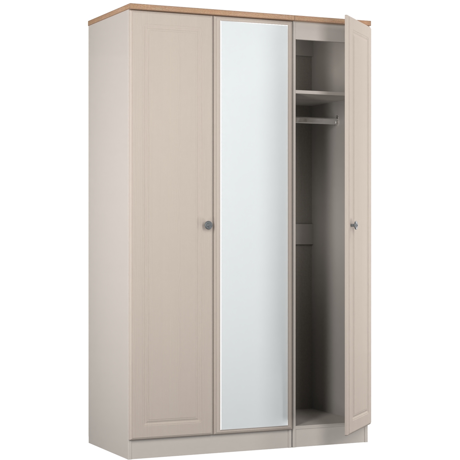 Norfolk Ready Assembled Triple Mirror Wardrobe - Kashmir Ash Bardolino Oak
