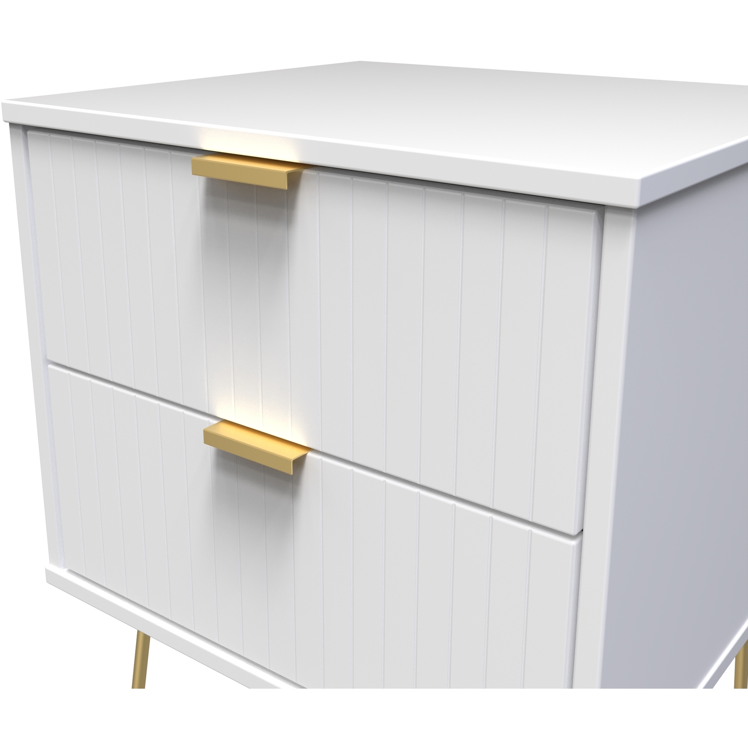 Linear Ready Assembled 2 Drawer Bedside Cabinet - White Matt
