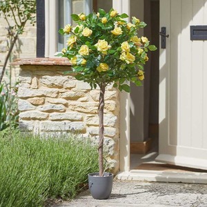 Artificial Yellow Rose Tree 120cm