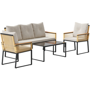 4PCS Rattan Sofa Set with Cushions