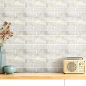 Beige Set of 10 Self Adhesive 3D Tile Wallpaper Stickers (29.4cm x 21.4cm) shot 9734642