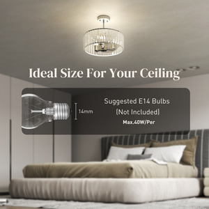 HOMCOM Semi Flush Mount Crystal Ceiling Light Fixture
