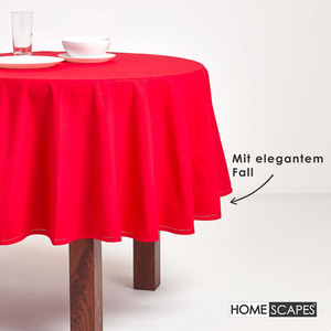 Red Plain Cotton Round Tablecloth shot 9903552