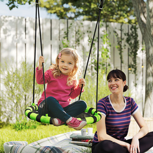 AIYAPLAY Nest Swing Kids Seat Round Saucer Adjustable Ropes Black