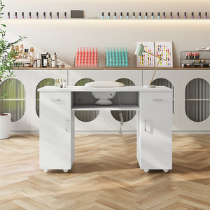 Livingandhome Wheeled Manicure Table with Dust Extractor
