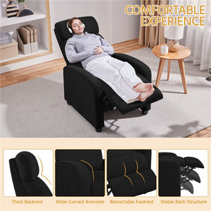 Black / Polyester, Boucle, Fabric, Foam, Metal Yaheetech Upholstered Armchair Recliner Chair shot 10324662