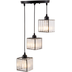 Livingandhome 3-Light Square Lampshade Crystal Light,Round Ceiling Plate