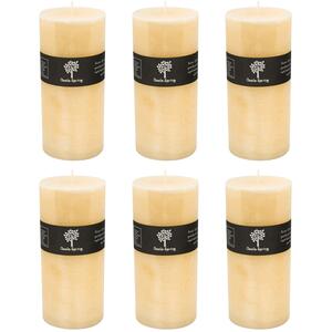 Round Vanilla Pillar Candles - 140 Hours - Cream - Pack of 6