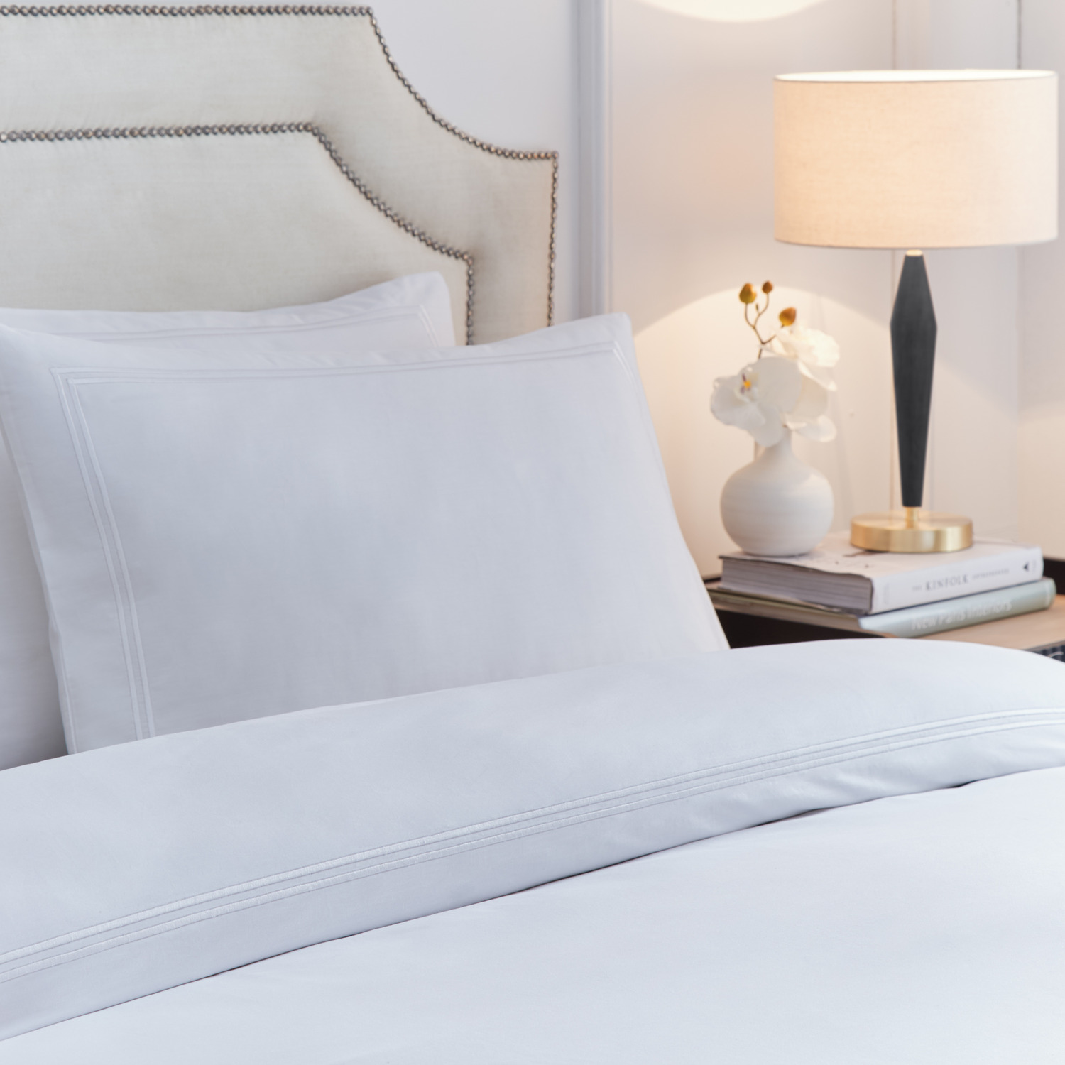 Elara Embroidered Duvet Cover Set - White Superking