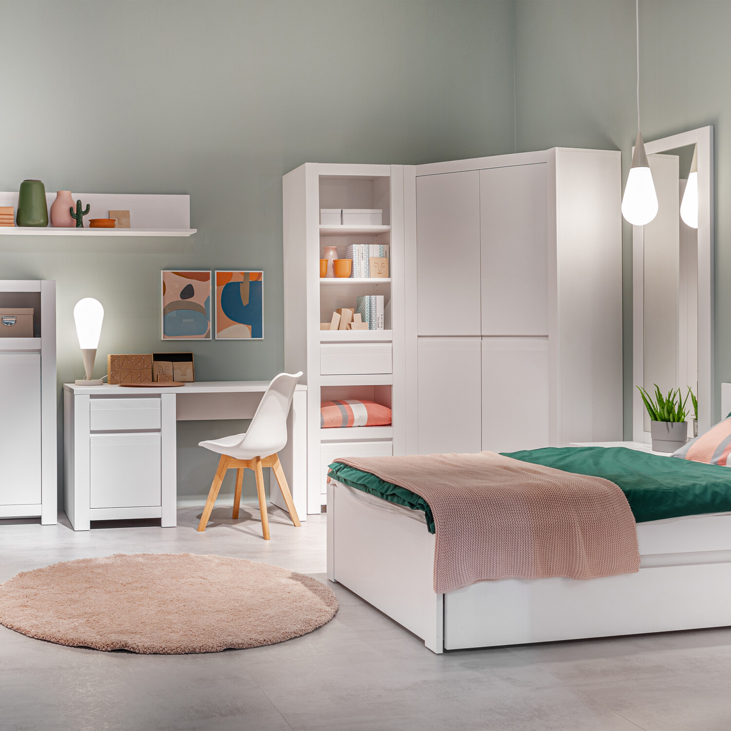 Novi 2 Door Corner Wardrobe - Alpine White