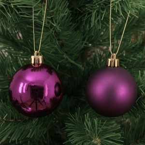 12 Fig Purple Christmas Tree Baubles Shatterproof Decorations 6cm Round