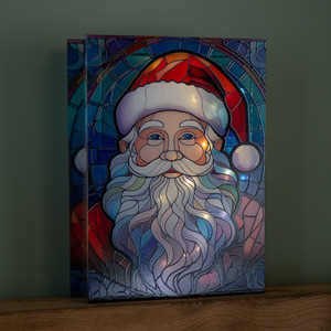 Light up Glass Christmas Decoration with Santa and LEDs