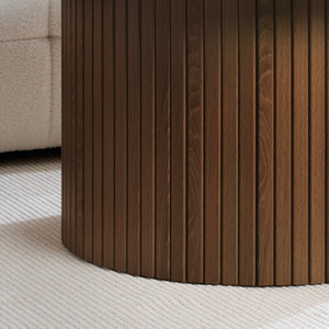 Walnut Round Fluted Coffee Table Brown Axel Birlea shot 10910944