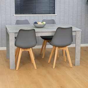 Stone Grey Effect Table with 4 Tulip Grey Chairs Dining Set
