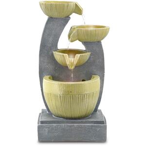Garden Water Feature Three Tier Bowls Fountain with LED Lights