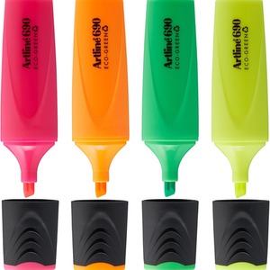 Artline Eco-Green Highlighter Pack of 4 Assorted Colours