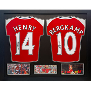 Thierry Henry and Dennis Bergkamp Signed and Framed 2 Shirt Display