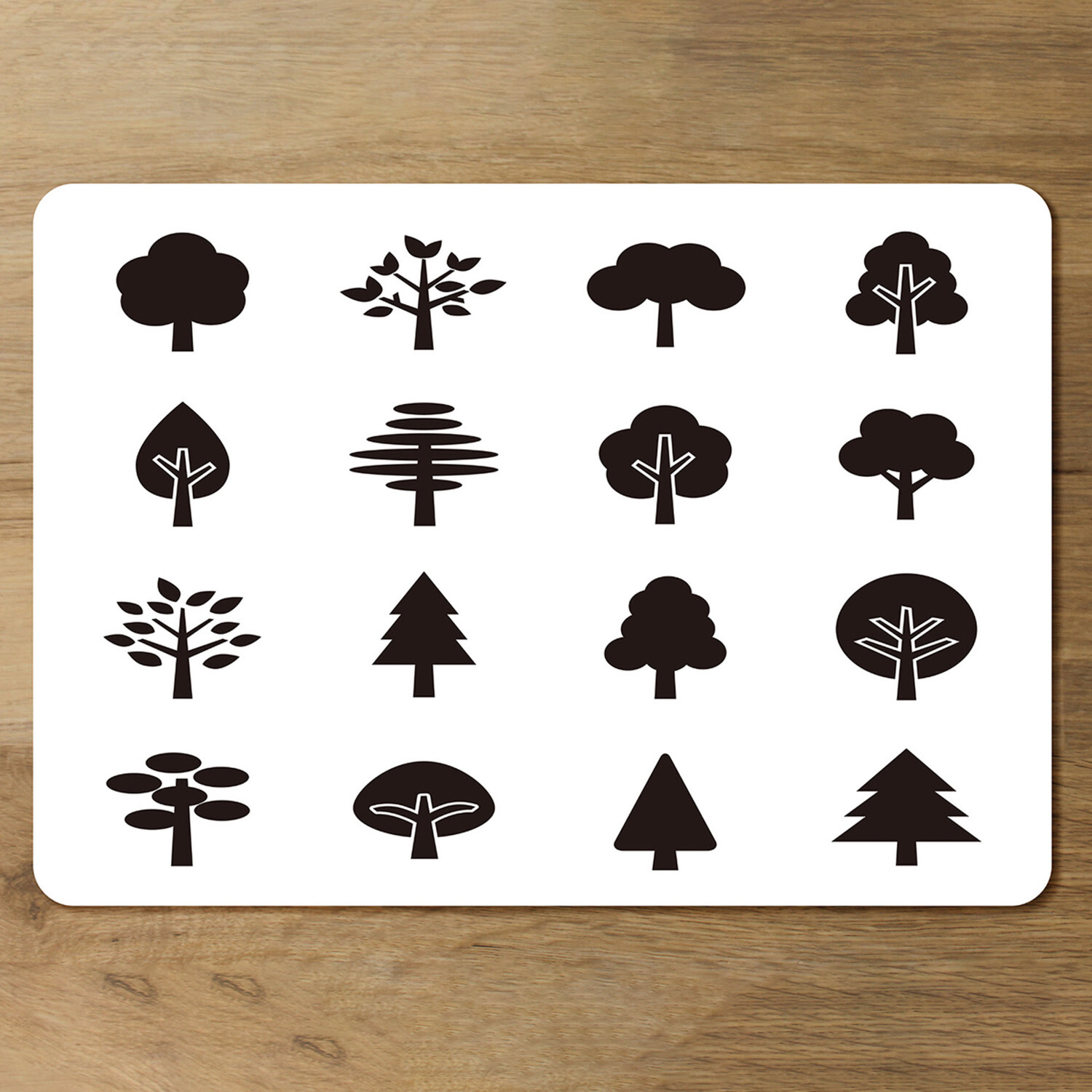 Tree Silhouette Illustrations Designer Placemat Set - White