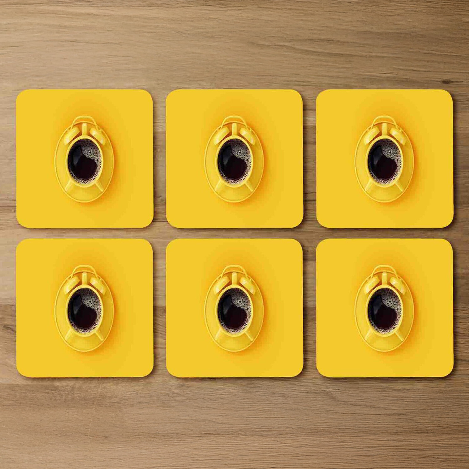 Image of Coffee Time Coaster Set - Yellow