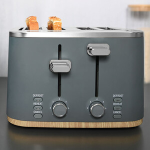 Retreat Metal 4 Slice Toaster with Lite Wood Trim