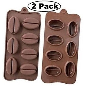 2 PC Large Coffee Bean Silicone Chocolate Baking 14 Moulds