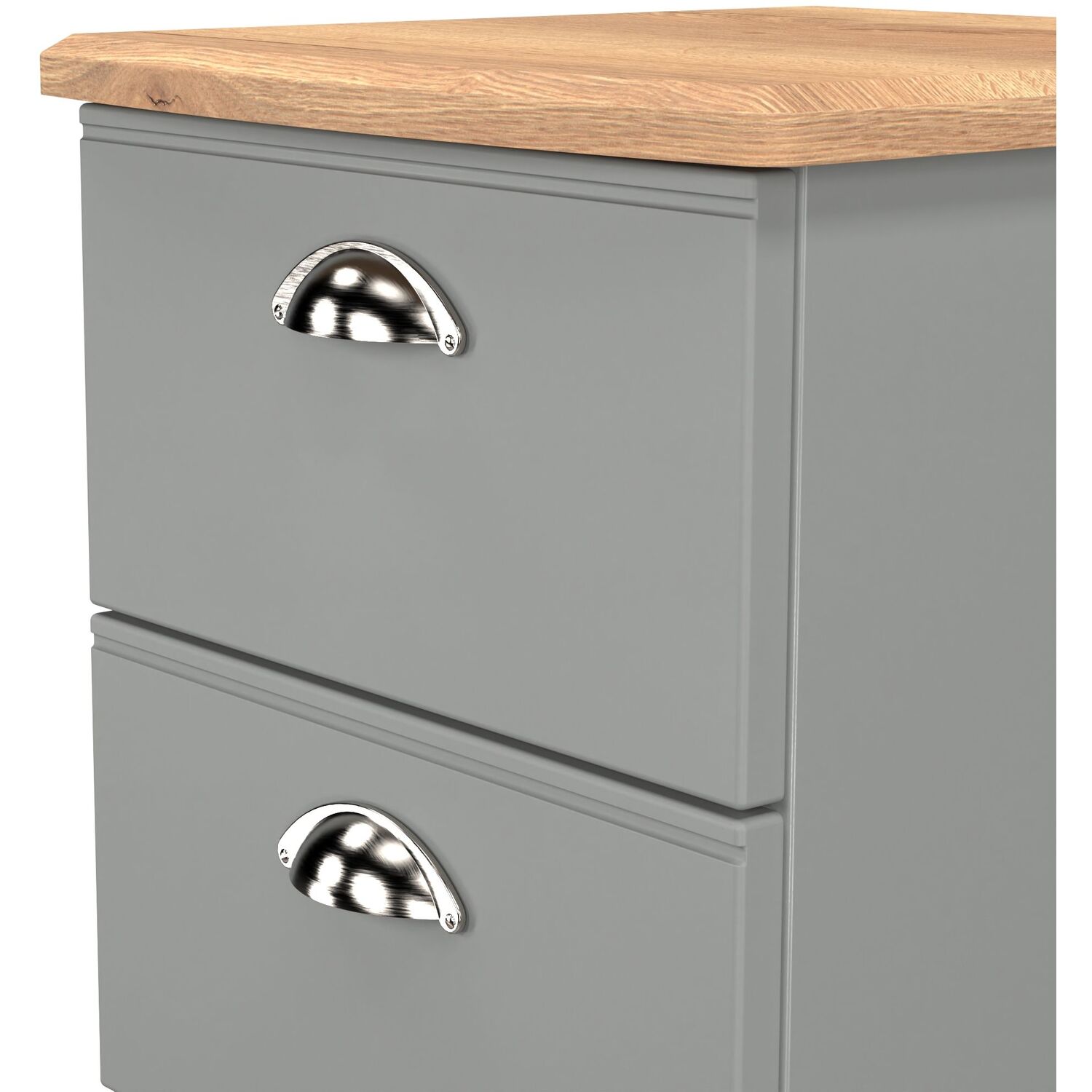 Victoria Ready Assembled 3 Drawer Bedside Cabinet - Dusk Grey Riviera Oak