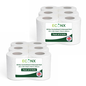 White 2-Ply Centrefeed Embossed Roll 400 Sheets