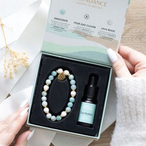 Abundance Amazonite Lava Bead Essential Oil Bracelet Gift Set