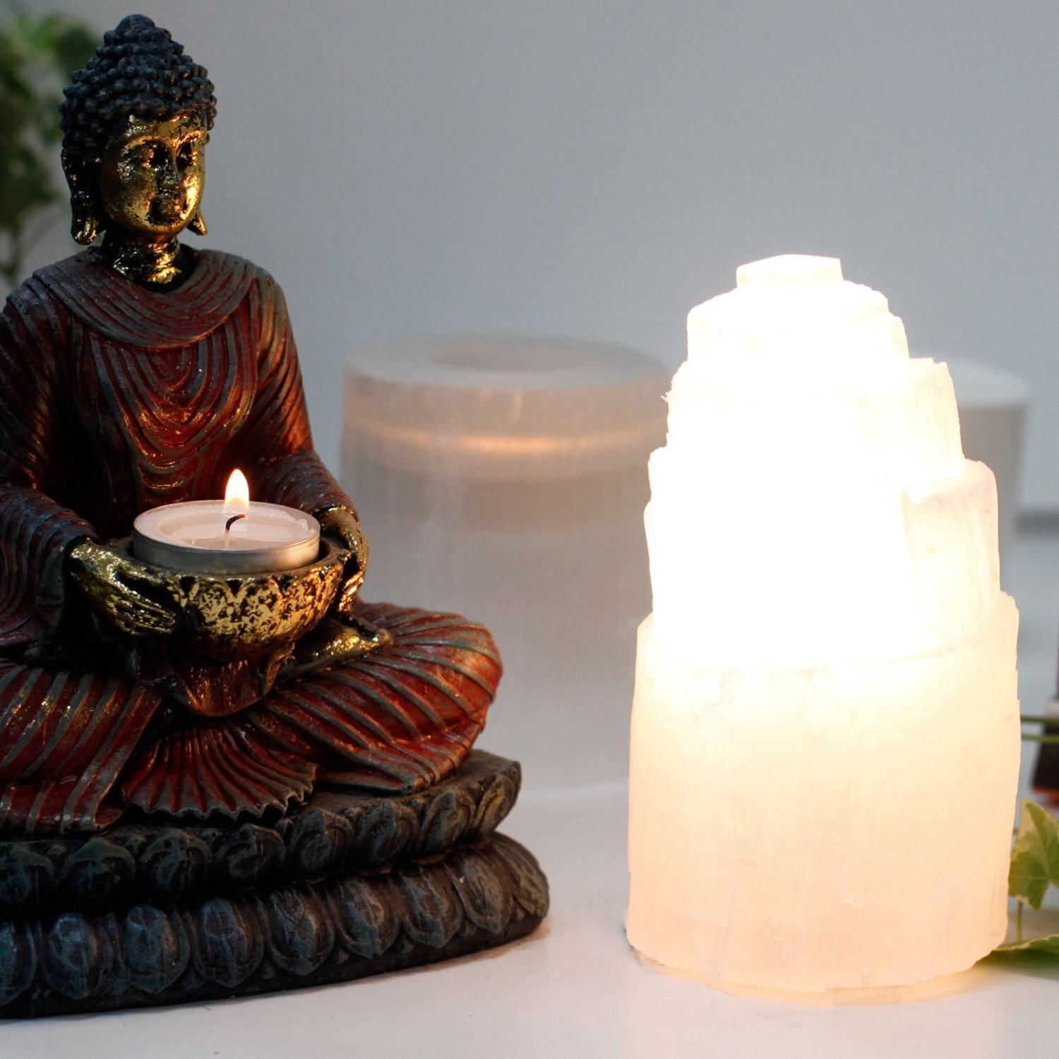 Image of Natural Selenite Tower Lamp Cleansing Healing&hellip;