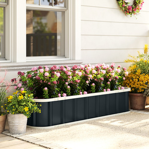 Outsunny Galvanised Raised Garden Bed with Glove