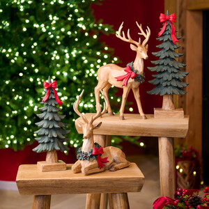 Set of 4 Traditional Reindeer Scene Figures