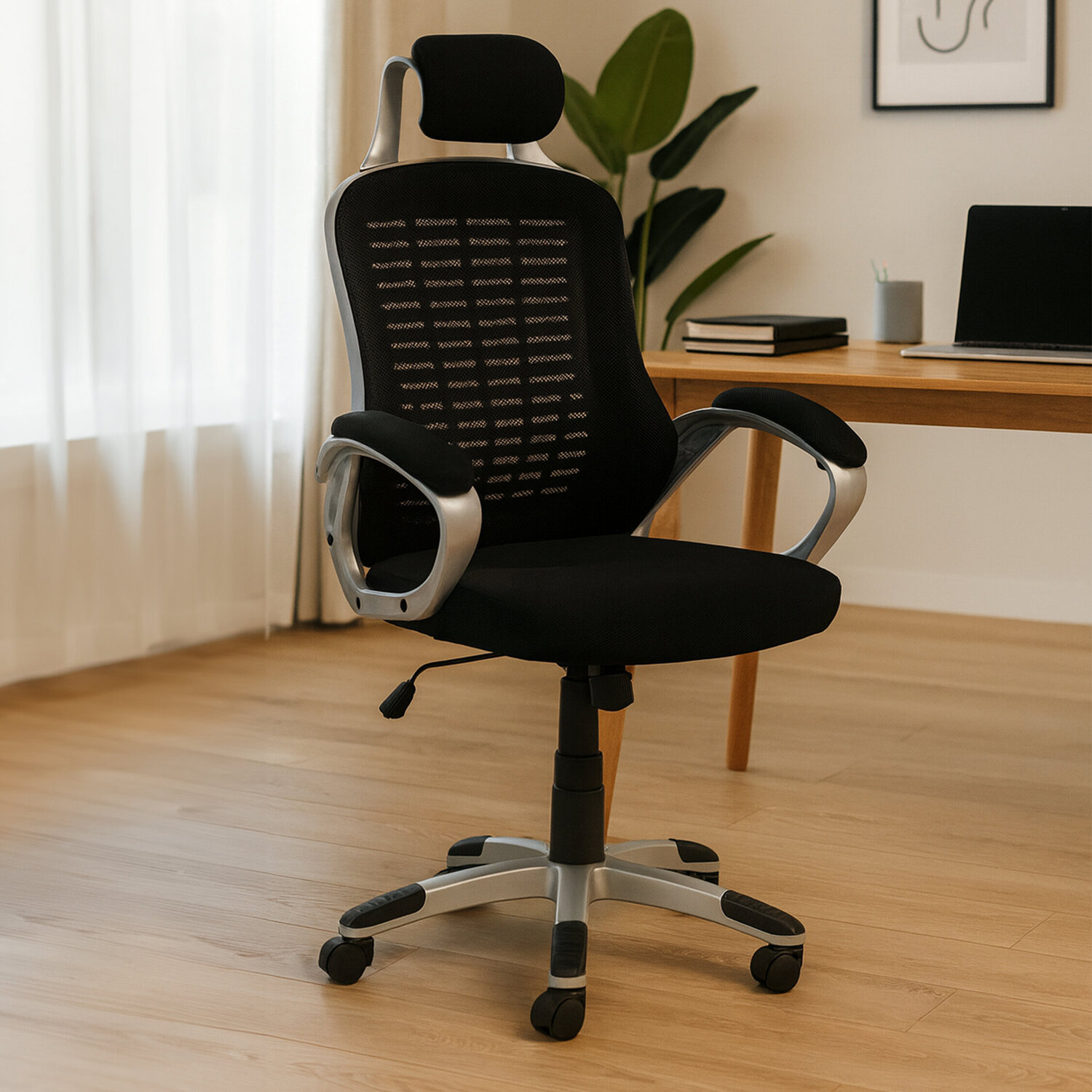 Stratford Black and Silver Home Office Chair - Black