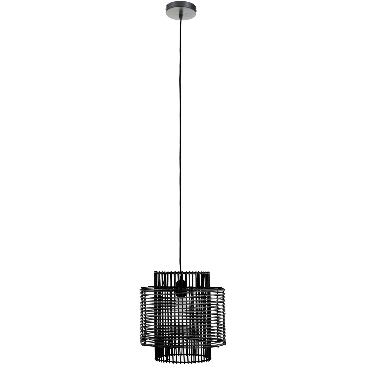 Interiors By Premier Jaya Black Rattan Overlapping Pendant Light - Black