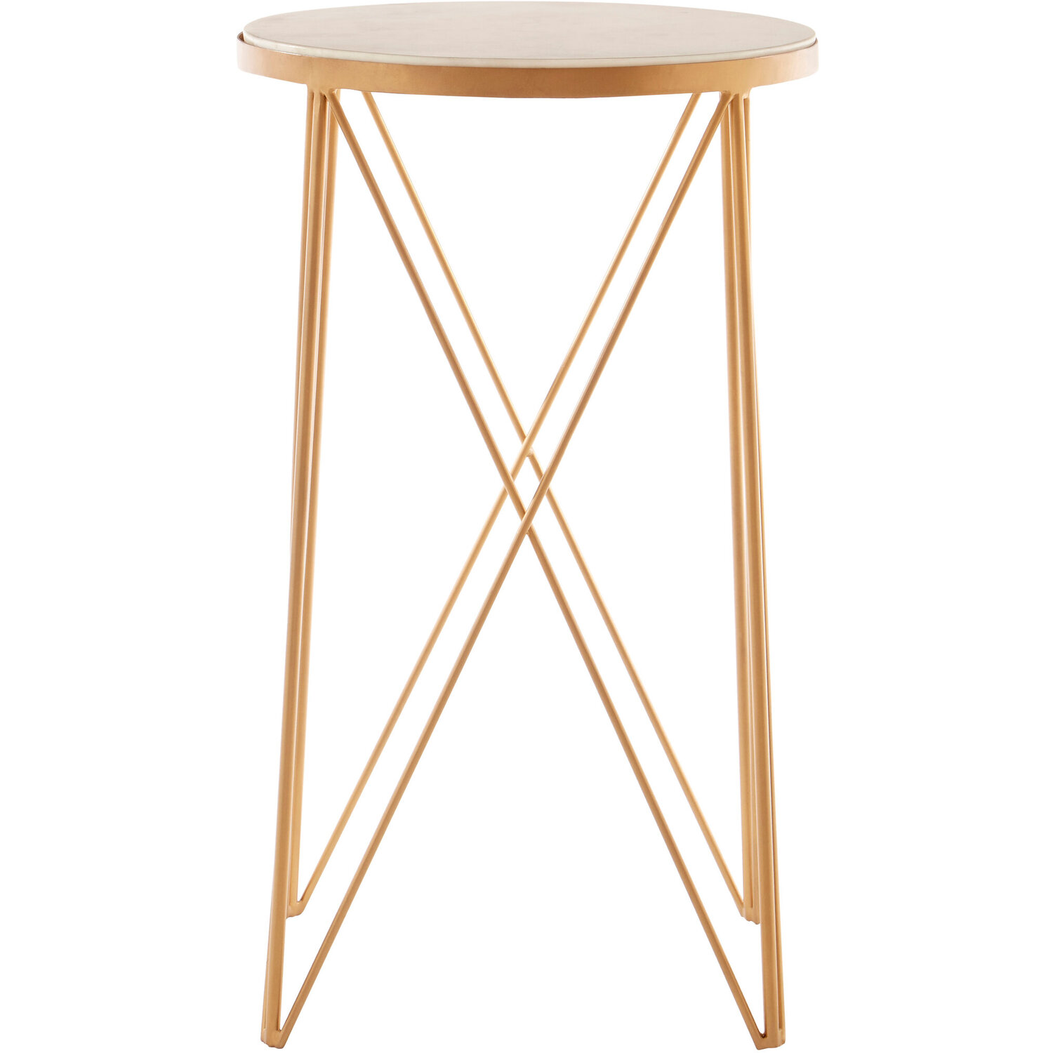 Shalimar Round Marble Top Side Table - Gold