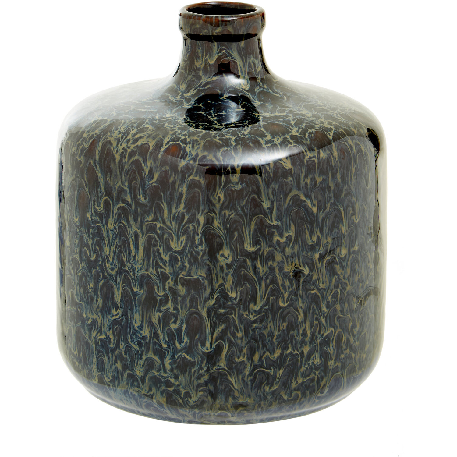 Kuta Natural Cane and Glass Large Vase - Glaze 5%,Stoneware 95%