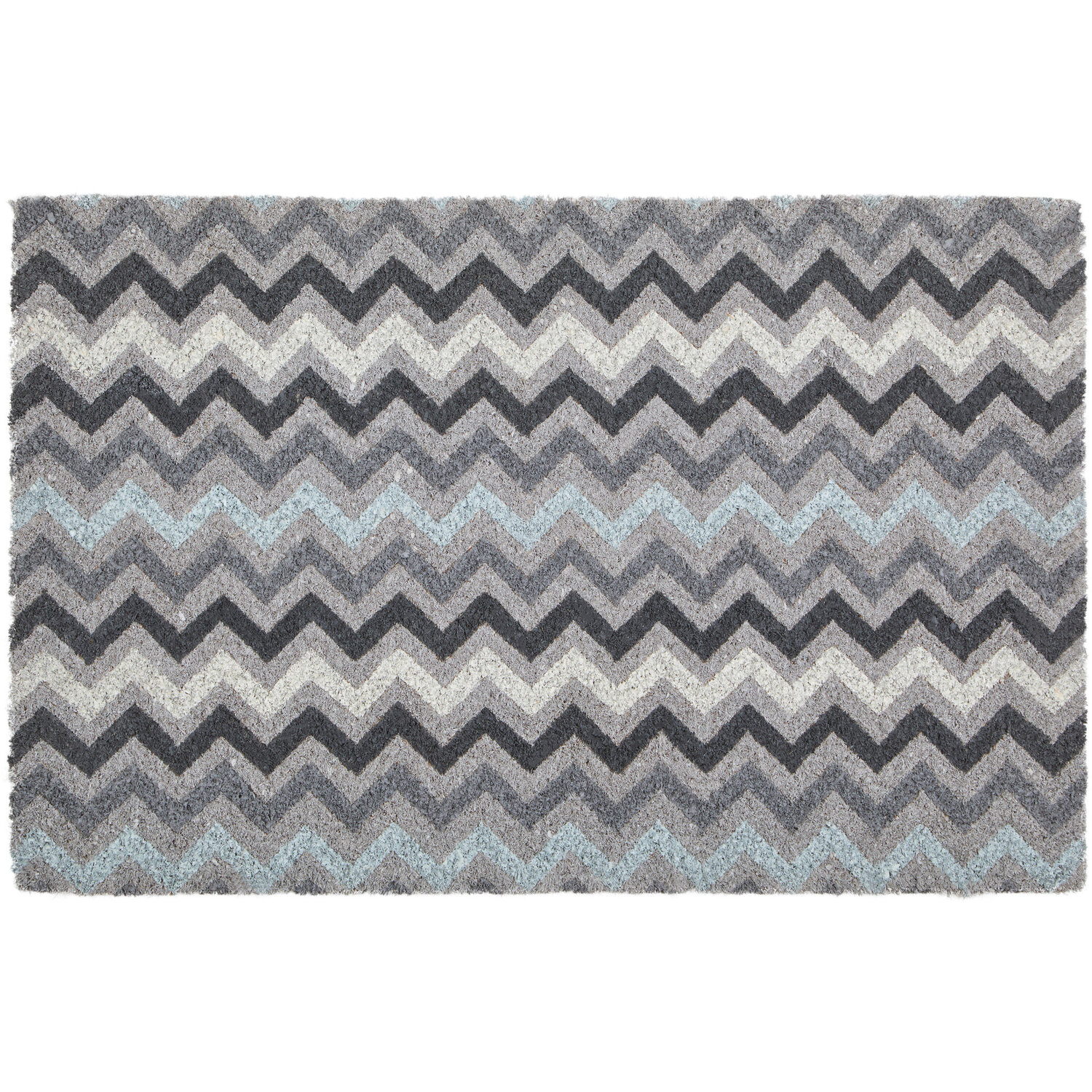 Filta Grey And White Chevron Coir Doormat - Grey & White