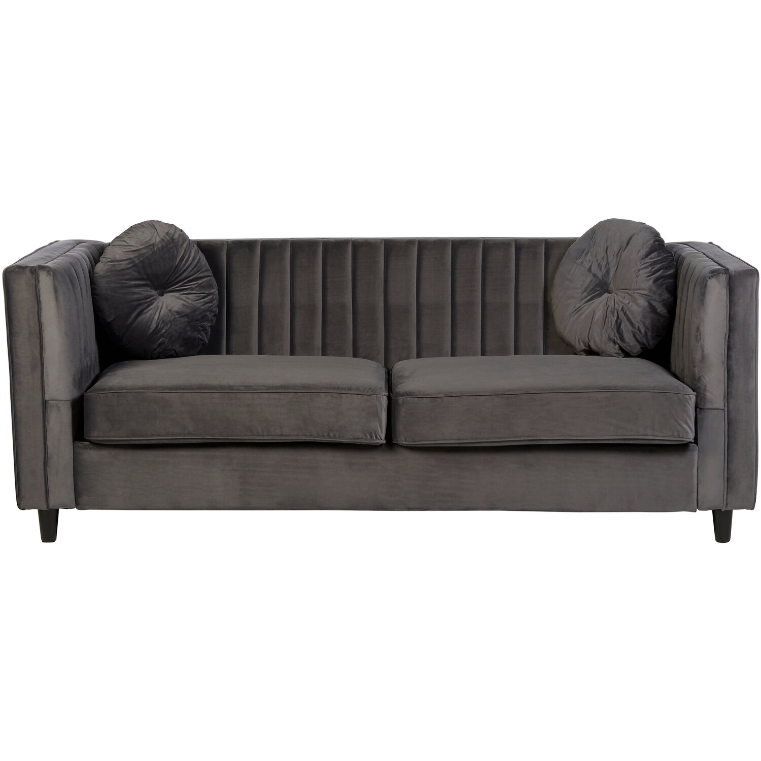 Farah Three Seat Grey Velvet Sofa - Grey