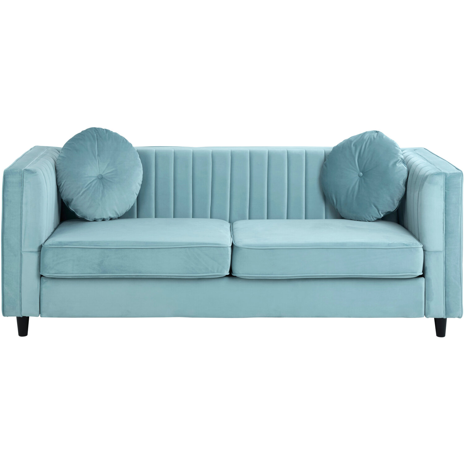 Farah Three Seater Pastel Green Velvet Sofa - Green