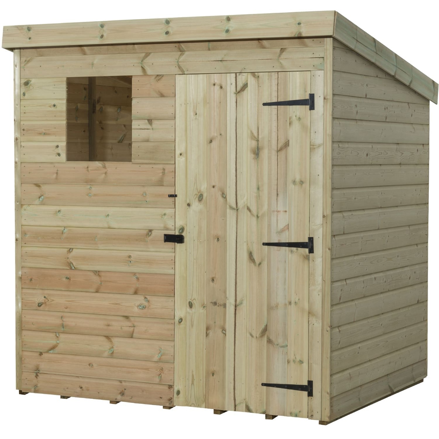 Empire 1500 5x5 Pent Garden Shed with a Single Door on the Right Side & 1 Window - Green