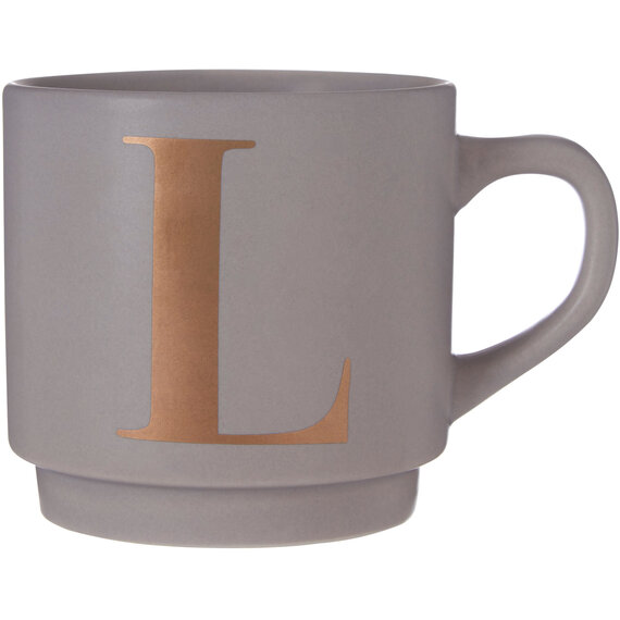 Signet Grey Monogram Mug, L