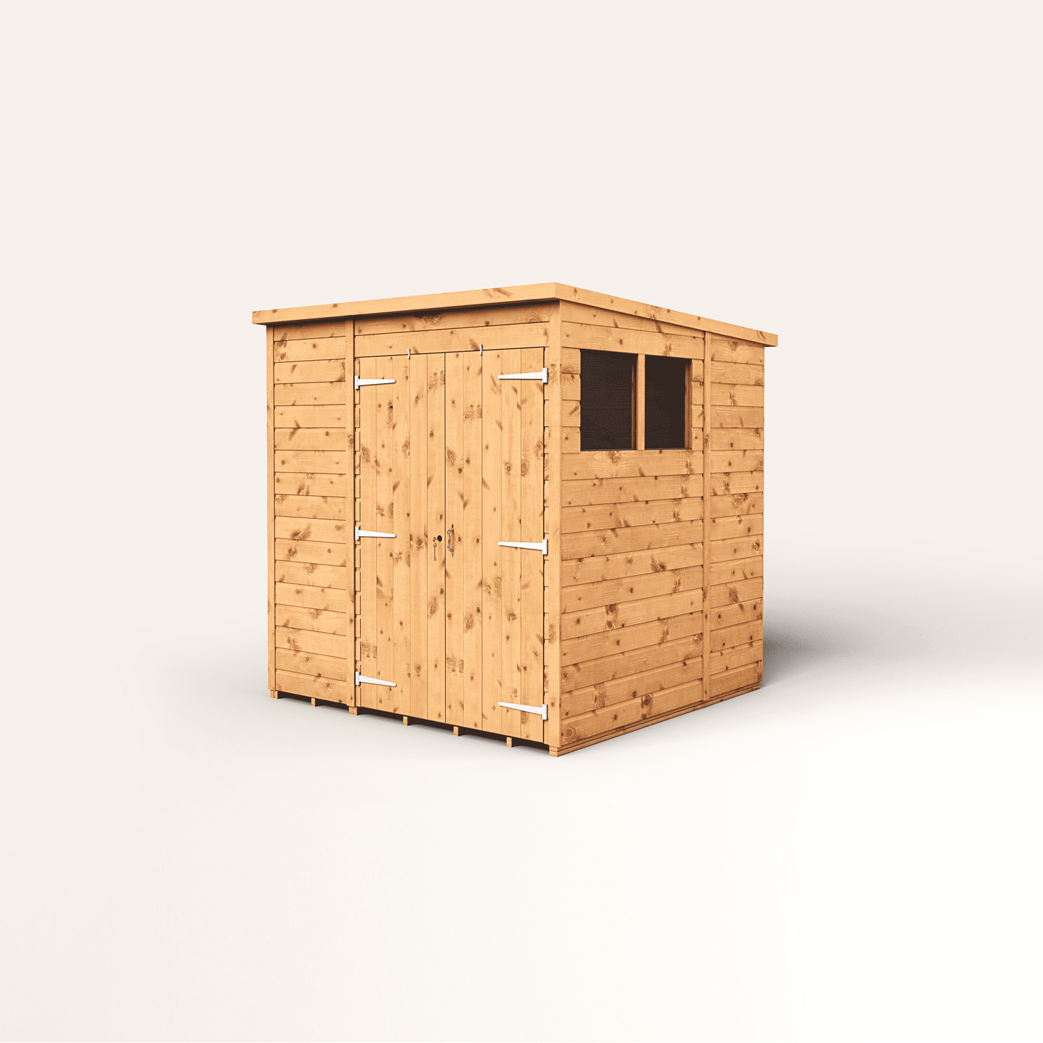 Empire 6x6 Modular Pent Garden Shed with a Double Door & Windows - Brown
