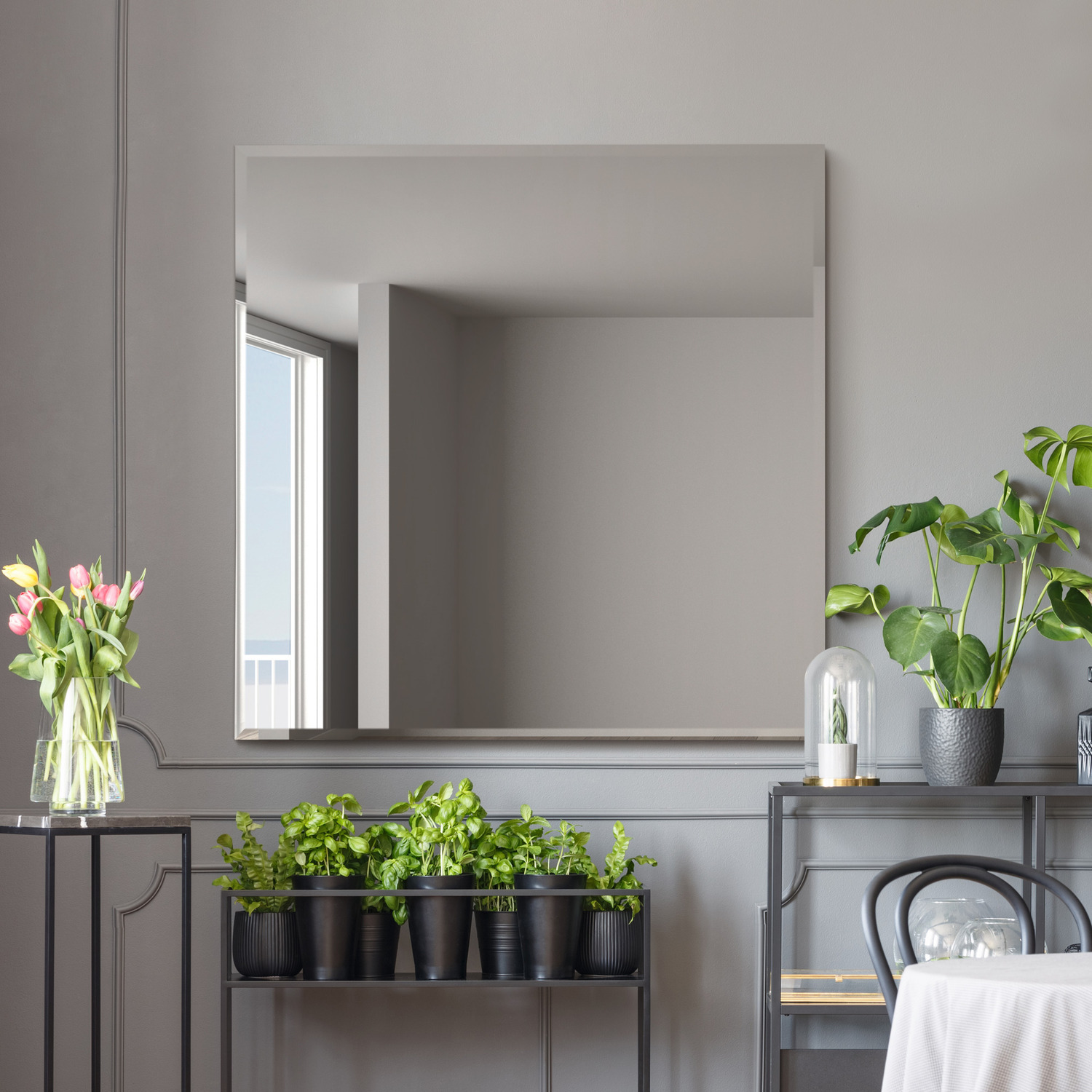 Image of Moderni Frameless Modern Bevelled Square Wall&hellip;