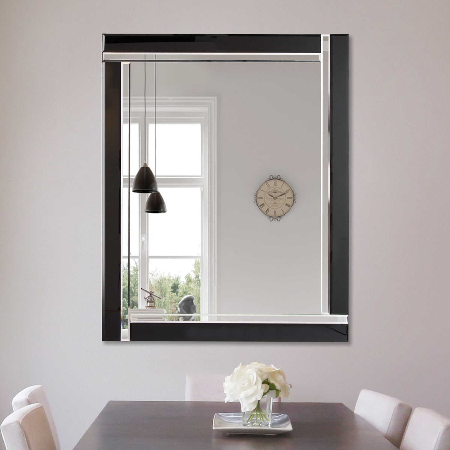 Image of Mirror Outlet Black Double Bevelled All&hellip;