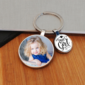 Personalised Daddys Girl Charm Photo Upload Key Ring