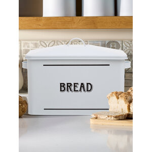 Grocer White Metal Bread Bin